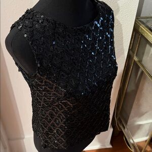 VINTAGE 1960’s WIPPETTE  Sportswear Elegant Black Sequin Women's Top Size Small